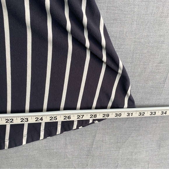 Loft Mini Dress Sz 12 Grey White Stripe Short Sleeve Back Cutout A-line Skirt - Picture 10 of 12